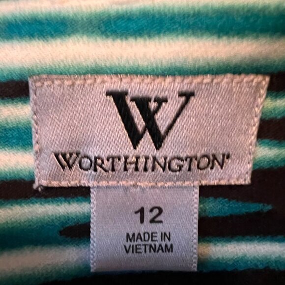 Worthington teal & white cotton skirt 12 - Picture 2 of 12